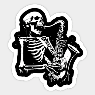 skeleton plays jazz music Sticker